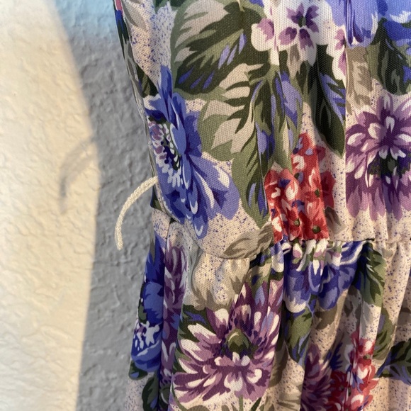 VTG 80s Does 40s Day / Shirt Dress Blue Purple Floral Sz 8P Tabby California - Picture 9 of 9